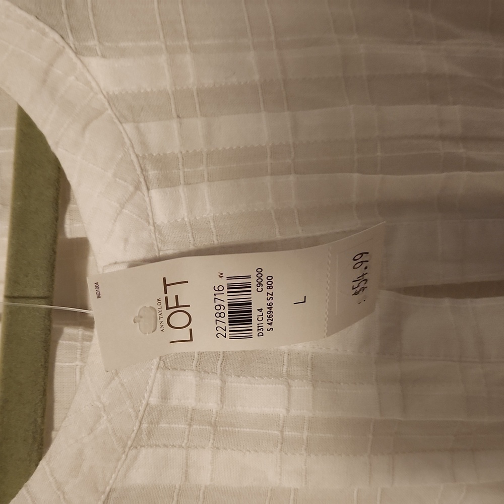 ANN TAYLOR LOFT "THE SOFTENED" WHITE SHIRT SIZE LARGE NWT - Picture 3 of 5